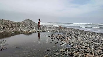 Exhibitionism In The Countryside And The Beach Of This Fat Transsexual In Lingerie