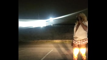 Walking Around A Strip Mall Parking Lot