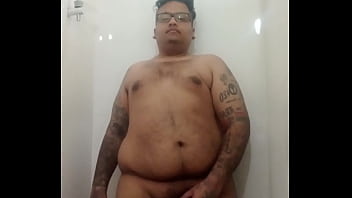 Vaibhav Jerks Off In The Shower - Video-cock-handjob-chubby-tattoos-glasses-hairy-masturbation-dick-jerking-shower-penis-w