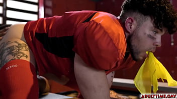 Football Players Adrian Hart And Joseph Castillan Get Into A Heated Anal Sex Inside The Locker Room.