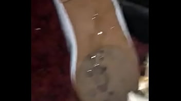 Cumming On A White Flat Sole With Another Sandal Soles.