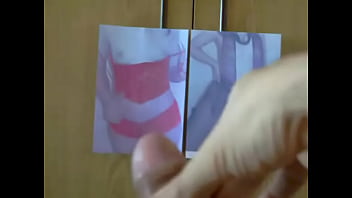 A Man Masturbates On Pictures Of A Girlfriend And Ejaculates Sperm