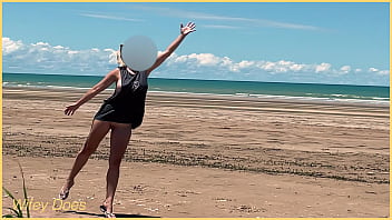 Wife Plays Football Nude At Public Clothed Beach