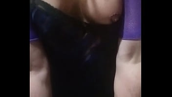 Cd Sissy With Boob Out Riding Her Toy