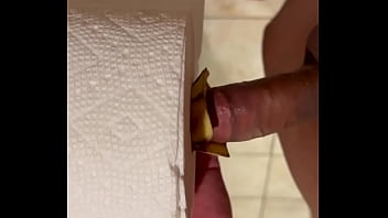 Horny Man Fucks Banana Inside Paper Towel Roll