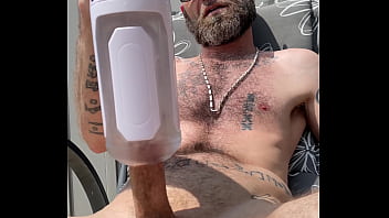 Verbal Daddy Bradley K Savage Uses Electric Blowjob Machine Outside