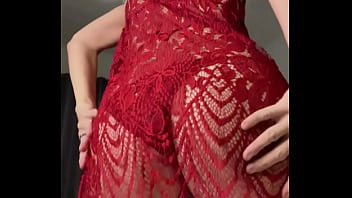 Hot Mom Wearing Red Lingerie Teasing His Husband.