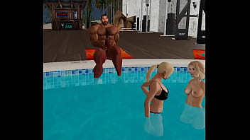 Handsome Chris Chester Relieves Himself By Resort Pool