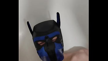 Slutty Leather Pup Pisses In Own Mouth