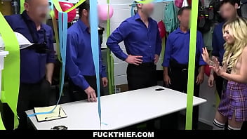 Shoplifter Teen Getting Gang Banged By Group Of Officers - Fuckthief