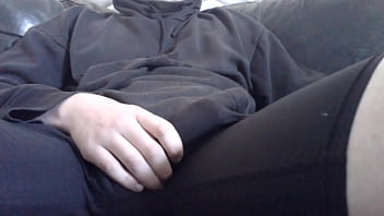 Stroking Uncut Cock Through Underwear With Cock Ring