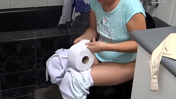 Stepson Couldn_t Resist Seeing Me Masturbating And Came On My Tits With His Huge Cock