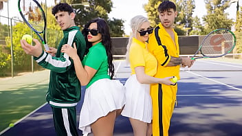 Tennis Game With Two Gorgeous Milfs Turn Into Hot Foursome