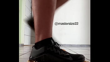 Feet Size 22us Stomping And Crushing Breads With Shoes And Bare Foot