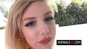 Blonde Teen Tranny Annabelle Lane Masturbate Her Hard Cock