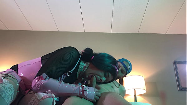 Transgender In Chastity Sucks Huge Cock