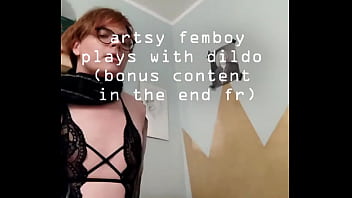 Artsy Femboy Plays With Dildo