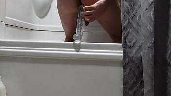 Quick Dildo Ride In Shower