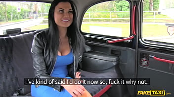 Fake Taxi - The Girl In The Blue Dress - Horny Brunette Business Woman In Her 30s With Big Tits Cums Hard On Cabbies Cock