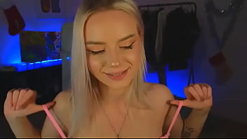 Russian Beauty Caresses Her Breasts And Meows Like A Cat