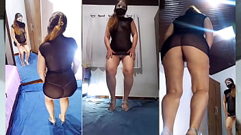 Undressing, Black Transparent Dress And Crystal Panties