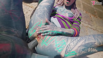 Tattooed Girl With Pierced Pussy Gets Anal Fucked Outdoors