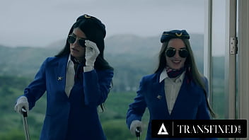 Transfixed - Trans Flight Attendant Zariah Aura Fucks Hot Coworker Hazel Moore During Delayed Flight