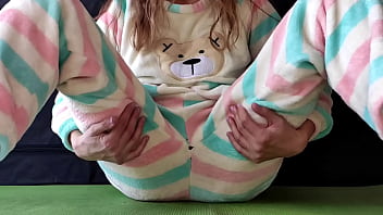 Teen With Small Tits In Pajamas Masturbate Pussy And Squirting Orgasm