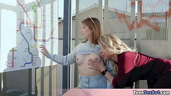 Two Blonde Chicks Paying For The Bus Fair With Pussy And Mouth