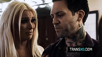 Blonde Tranny Stripper Aubrey Kate In Threesome Sex