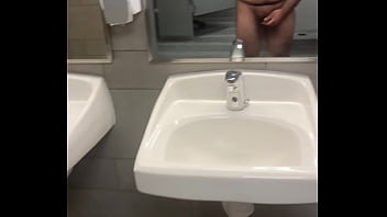 Jerking Nude In Public Bathroom