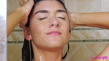 Cute Brunette Turns Shower Into Sensual Scene