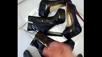 Cum Over Black Heels