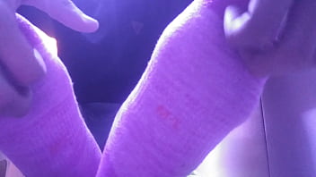 Showing My New Pink Socks And Tired Feet