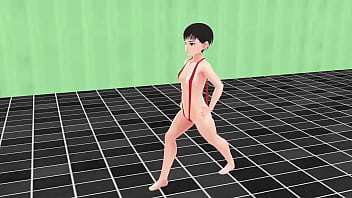 【leo】 Anime Girl Swam In Small Micro Bikini.【nip Slip】