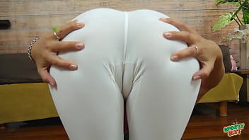 Beautiful Puffy Cameltoe On Petite Body! Tight White Leggings!