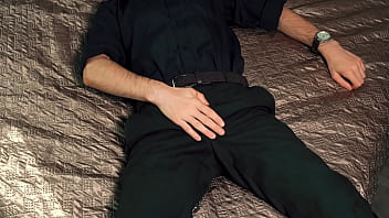 Young Handsome Man Noel Dero Masturbates On The Bed In A Beautiful Suit And Brings Himself To Orgasm