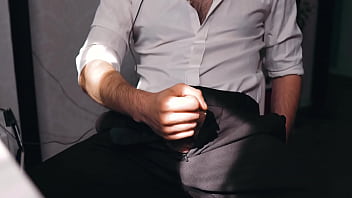 Sexy Guy In A Suit Came After Work And Immediately Decided To Masturbate...