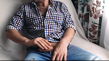 A Young Hairy Guy Jerks Off Near The Window And Cums Loudly Trying Not To Be Caught.