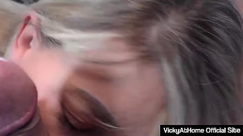 Blonde Vicky Vette Gives A Great Bj Until Getting Cum On Her Tits!