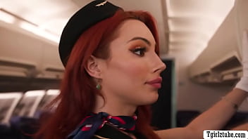 Flightattendant And Customer 3some Sex In Airplane