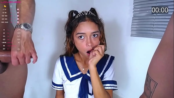 Petite Dresses As A Sailor And We See How She Gives Some Deep Blowjobs