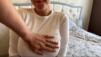 A Completely Natural Busty Brunette Needs Attention While Her Boyfriend Is Not At Home