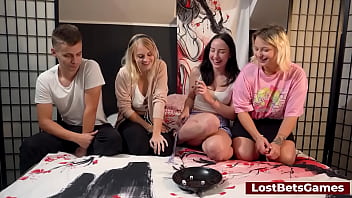 Quickly Losing All Clothes With Three Sexy Ladies On The Bed