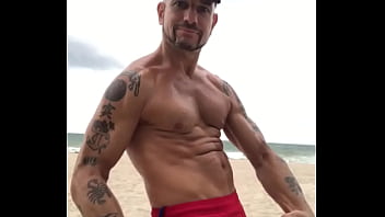 Flexing At Beach