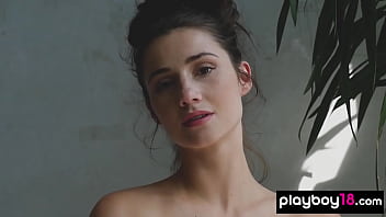 Petite Canadian Beauty Alexandra Belle Takes Off Her Pajamas And Posing