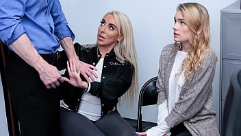 Teen And Stepmother Getting Punished In The Back Office - Perp4k