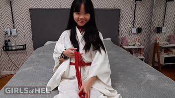 Baebi Hel Opens Legs Wide Trying On Leather Bondage Gear