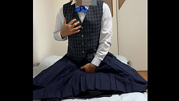 Sissy Crossdresser Masturbating In Girls_ Uniform - 2