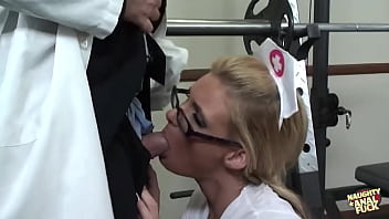 Sexy Blonde Nurse With Glasses Gives All Holes To A Doctor After Nursing A Patient